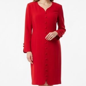 Casual Corner Vibrant Red Long Sleeve Dress Size 6P